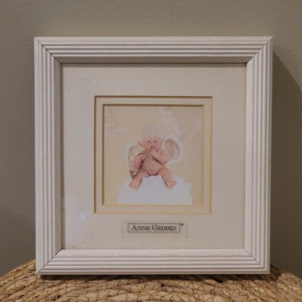 Ann Geddes 7"×7" framed/matted vintage 1996 Cherub Baby picture
